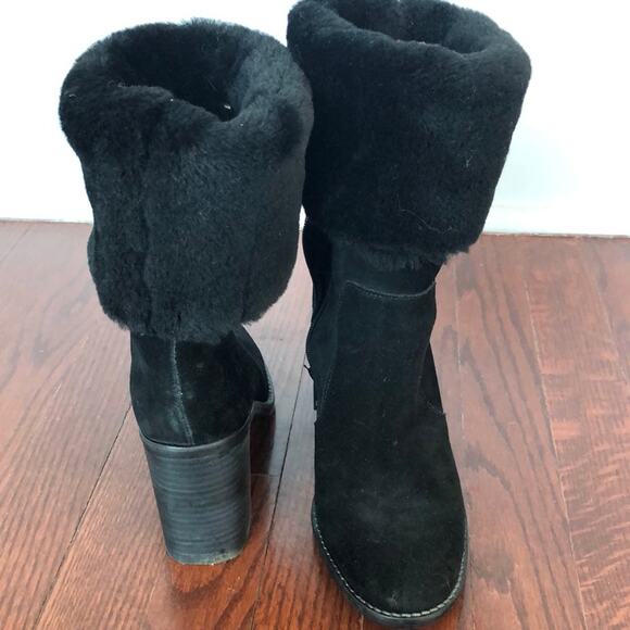 ARTURO CHIANG Real Lamb Fur Black Blocked Boots - Picture 5 of 5